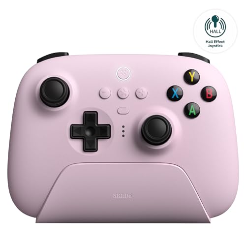 8Bitdo Ultimate 2.4G Wireless Controller, Hall Effect Joystick Update, Gaming Controller with Charging Dock for PC, Android, Steam Deck & Apple (Pastel Pink) von 8bitdo