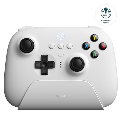 8Bitdo Ultimate 2.4G Wireless Controller, Hall Effect Joystick Update, Gaming Controller with Charging Dock for PC, Android, Steam Deck & Apple (White) von 8bitdo