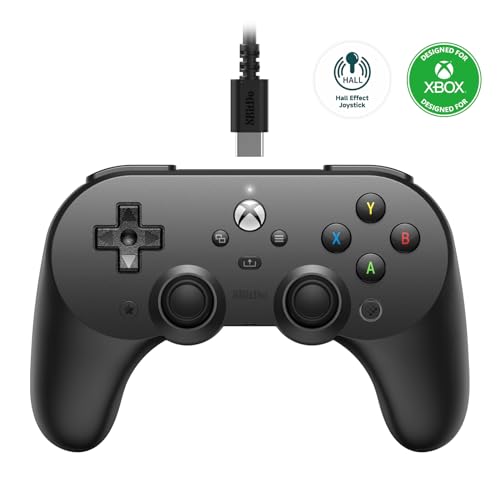 8bitdo Pro 2 Wired Controller for Xbox, Hall Effect Joystick Update, 3.5mm Audio Jack, Compatible with Xbox Series X|S, Xbox One, Windows 10/11 - Officially Licensed (Black) von 8bitdo