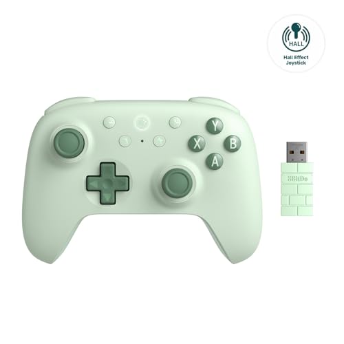 8bitdo Ultimate 2C Wireless Controller für Windows-PC und Android, mit 1000 Hz Abfragerate, Hall-Effekt-Joysticks und Hall-Triggern und Neu Belegbaren L4/R4-Stoßfängern, Turbofunktion (Grün) von 8bitdo