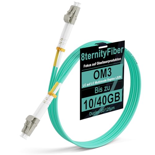 8ternityFiber OM3 Patch Cable LC auf LC 10M/33FT, 10/40GB Fibre Optic Internet Cable Multimode Duplex 50/125um, Length Options: 0.2m-50m, 2mm LSZH 8ternityFiber OM3 Patch Cable LC auf LC 10M/33FT, 10/40GB Fibre Optic Internet Cable Multimode Duplex 50/125um, Length Options: 0.2m-50m, 2mm LSZH von 8ternityFiber