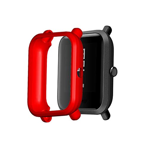 Hülle Ersatz für Xiaomi Huami Amazfit bip 1S Bip S Watch Schutzhülle Schutzfolie, TPU Gehäuse Displayschutzfolie Stoßfeste Abdeckung Displayschutz Schutz Schutzhülle Shell Protector (Rot) von 95