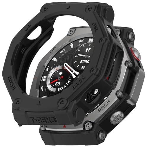 95sCloud-1 Hülle Kompatibel mit Amazfit T-REX 3 Schutzhülle, Weiche TPU Case Ersatzabdeckung Hülle Damen Herren, Smartwatch Schutzhülle Schutz Displayschutz Case Schutz Gehäuse (Black, One Size) von 95sCloud-1