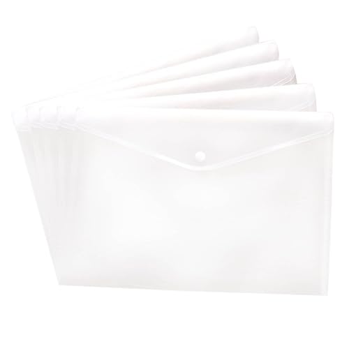 Dokumententasche umschlagmappen A4, 5 Stück Transparent kunststoffmappen Dokumentenmappe dokumententaschen A4 zum Abheften, Dokumenten Mappen A4 Abheftbar mit Druckknopf (Clear, One Size) von 95sCloud-1