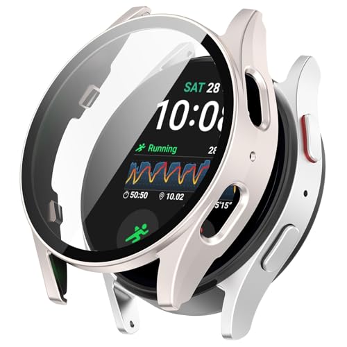 Hard Gehäuse mit Displayschutzfolie Kompatibel mit Samsung Galaxy Watch 7 40mm, Rundum PC Schutzhülle Eingebaut Kratzfest Gehärtetes Glas Schutzfolie Displayschutz Gehäuse (I, 15X5CM) von 95sCloud-1