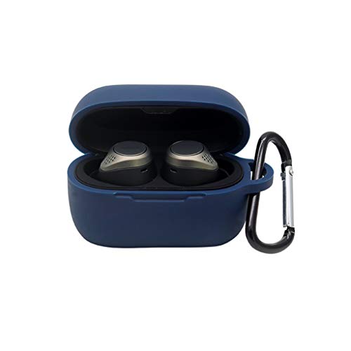 95sCloud Hülle Silicone Kompatibel mit Jabra Elite 75t Wireless in-Ear Bluetooth Kopfhörer, Abdeckung Gehäuse Stoßfestes Schutzhülle für Jabra Elite 75t Ladecase Case Cover mit Karabiner (Blau) von 95sCloud