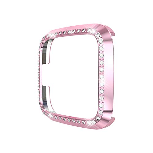 95sCloud Kompatibel mit Fitbit Versa/Lite Hülle, PC Plating Case Gehäuse Glänzend Diamanten Bling Displayschutz Schlankes Abdeckung Stoßstange Gehäuse Schutzhülle für Frauen Mädchen (Pink) von 95sCloud