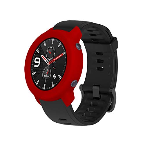 95sCloud Kompatibel mit Huami AMAZFIT GTR 42mm Schutzhülle,Weiche TPU Hülle,Abdeckung Case Schutz Schutzfolie Displayschutz Shell Frame Bumper Protective Kratzschutz Schutzrahmen Cover (Rot) von 95sCloud