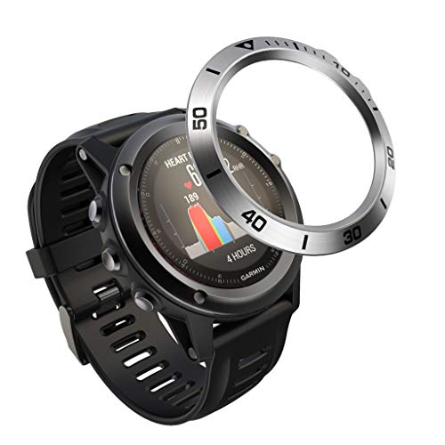 95sCloud Lünette Ring Bezel Kompatibel mit Garmin Fenix 3, Klebstoff Adhesive Cover Anti Scratch Edelstahl Schutz Displayschutzfolie Ringkleberdeckel Abdeckung Uhr Schutzhülle Hülle Gehäuse (Silber) von 95sCloud