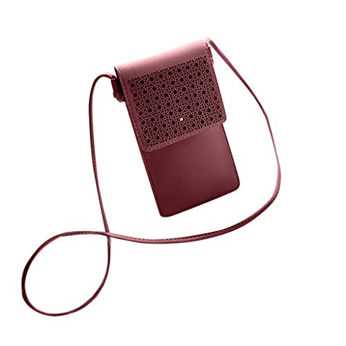 95sCloud Universal Handy Umhängetasche, 2 in 1 Doppelschicht Handtasche Geldbörse Handy Tasche PU Leder Touchscreen Funktion Leder Mobile Bag Protective Case Handy Tasche mit Straps (Rot) von 95sCloud