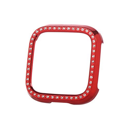 95sCloud Gehäuse Kompatibel mit Fitbit Versa 2 Band Watch Silikonhülle, PC Hard Case Schutzhülle Stoßfest Anti-Scratch Shell Protector Bumper Rahmen Cover Case Zubehör für Sport Fitness (Rot) von 95sCloud