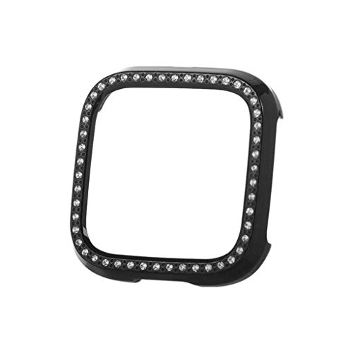 95sCloud Gehäuse Kompatibel mit Fitbit Versa 2 Band Watch Silikonhülle, PC Hard Case Schutzhülle Stoßfest Anti-Scratch Shell Protector Bumper Rahmen Cover Case Zubehör für Sport Fitness (Schwarz) von 95sCloud