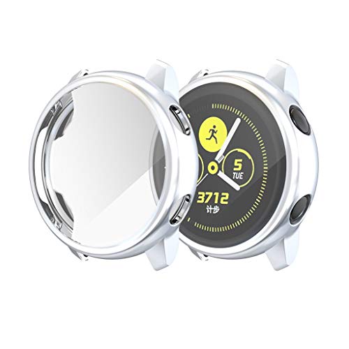 Gehäuse Kompatibel mit Samsung Active Watch Smart-Watch, 1 Stücke TPU Schutzhülle Hülle Schutz Abdeckung Case Screen Protector für Samsung Active Watch Sport Zubehör (Silber) von 95sCloud