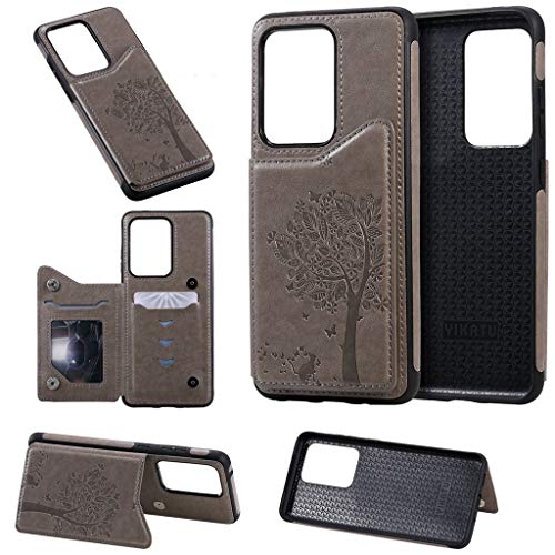 Hülle kompatibel mit Samsung Galaxy S20 Ultra 6,9 Zoll Handyhülle [PU-Leder] [Kartenfach] [Magnetverschluss] Tasche Case Cover Etui Schutzhülle lederhülle klapphülle Case Cover Gehäuse (Grau) von 95sCloud