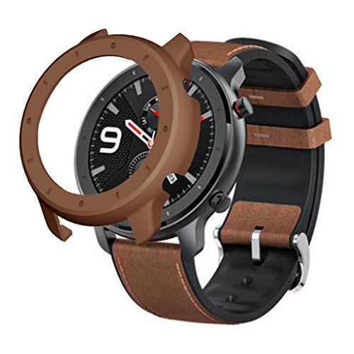 95sCloud Kompatibel mit Huami AMAZFIT GTR 47mm Displayschutz, PC-Hülle Case Schutz Stoßstange Schutzhülle Kratzschutz Displayschutzfolie Schutzrahmen Cover Ersatz Shell Frame Protector (Kaffee) von 95sCloud