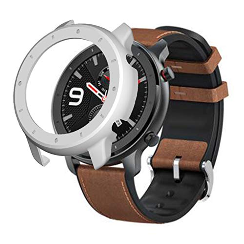 95sCloud Kompatibel mit Huami AMAZFIT GTR 47mm Displayschutz, PC-Hülle Case Schutz Stoßstange Schutzhülle Kratzschutz Displayschutzfolie Schutzrahmen Cover Ersatz Shell Frame Protector (Weiß) von 95sCloud