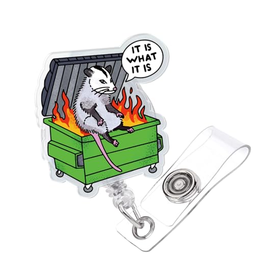It is What It is Opossum Badge Reel, Possum Dumpster Fire Badge Holder, Retractable Badge Reel with Alligator Clip, ID Tag Holder Gift for Nurse Student Teacher Office It is What It is Opossum Badge Reel, Possum Dumpster Fire Badge Holder, Retractable Badge Reel with Alligator Clip, ID Tag Holder Gift for Nurse Student Teacher Office von 963RW