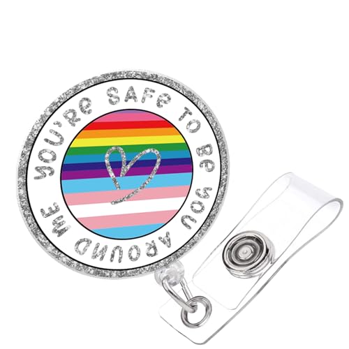 Krankenschwester-Abzeichen-Spule, LGBT-Regenbogen-Flagge, Gay Pride, einziehbar für Krankenschwestern, Namensschild, lustig, Aufschrift "You are Safe to Be You Around Me", Krankenschwestern, Arzt Krankenschwester-Abzeichen-Spule, LGBT-Regenbogen-Flagge, Gay Pride, einziehbar für Krankenschwestern, Namensschild, lustig, Aufschrift "You are Safe to Be You Around Me", Krankenschwestern, Arzt von 963RW