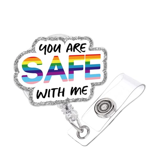 Krankenschwester-Abzeichen-Spule, LGBT-Regenbogen-Flagge, Gay Pride, einziehbar für Krankenschwestern, Namensschild, lustig, Aufschrift "You are Safe with Me", Krankenpfleger, Arzt, medizinischer Krankenschwester-Abzeichen-Spule, LGBT-Regenbogen-Flagge, Gay Pride, einziehbar für Krankenschwestern, Namensschild, lustig, Aufschrift "You are Safe with Me", Krankenpfleger, Arzt, medizinischer von 963RW