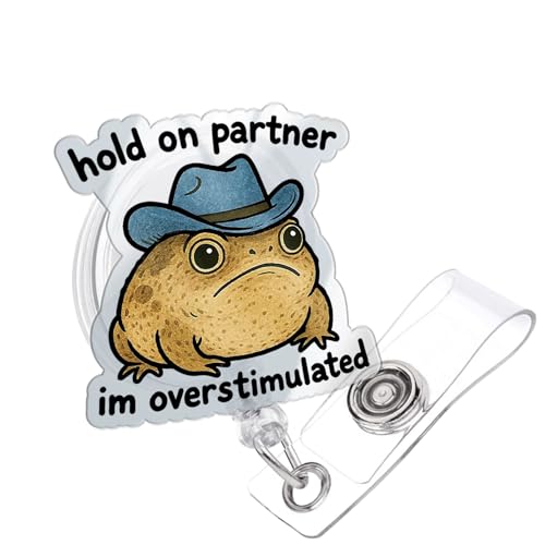 Lustige Krankenschwester-Abzeichenspule, Cowboy-Regenfrosch-Abzeichenspulen mit Glitzer-Halter, einziehbar mit Krokodilklemme, niedlich, pädiatrisch, dekorativ für Krankenschwestern, Krankenpflege von 963RW