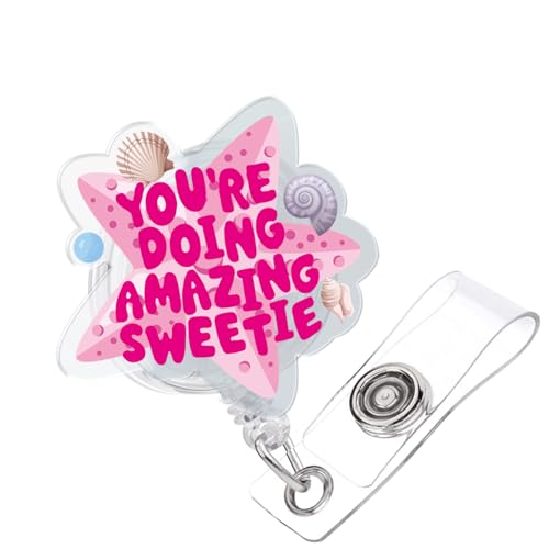 Lustiger Ausweishalter mit Aufschrift "You're Doing Amazing Sweetie", motivierend, geistige Gesundheit, einziehbarer Ausweishalter mit rosa Glitzer-Abzeichen für Krankenschwestern, Büro, Lehrer Lustiger Ausweishalter mit Aufschrift "You're Doing Amazing Sweetie", motivierend, geistige Gesundheit, einziehbarer Ausweishalter mit rosa Glitzer-Abzeichen für Krankenschwestern, Büro, Lehrer von 963RW