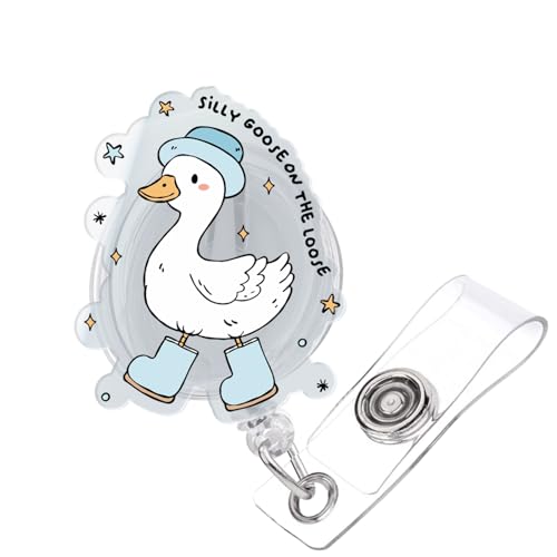 Lustiges albernes Gans-Abzeichen-Aufroller, einziehbar, mit Ausweis-Clip für Krankenschwestern, Krankenschwestern, Namensschild, niedliches Acryl-Abzeichen, Zubehör für Studenten, Arzt, CNA RN ER von 963RW