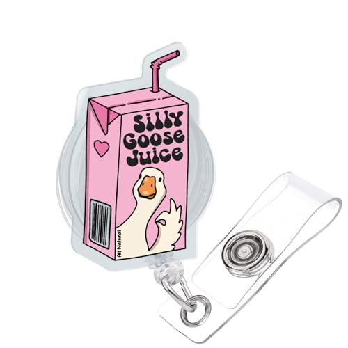 Silly Goose Juice Lustiger alberner Gänseabzeichen-Spule, einziehbar, für Krankenschwestern, Krankenpfleger, Namensschild, Karte, niedlicher Acryl-Ausweishalter, Zubehör für Studenten, Ärzte von 963RW