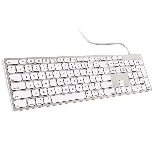 USB-Tastatur mit Ziffernblock, ultradünn, Aluminium, volle Größe, Computer-Tastatur für Mac Pro, MacBook Pro/Air, Mini Mac, iMac, Laptop Computer (silberfarben) von 9H
