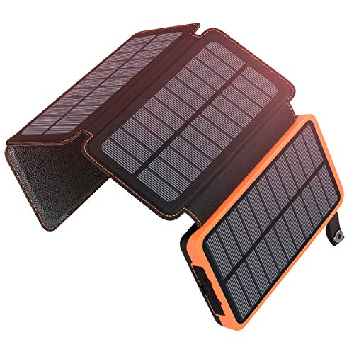 A ADDTOP Solar Powerbank 25000mAh Tragbare Solar Ladegerät mit 4 Solarpanels, Outdoor wasserfester externer Akku mit 2 USB Ports für Smartphones, Tablets und mehr von A ADDTOP