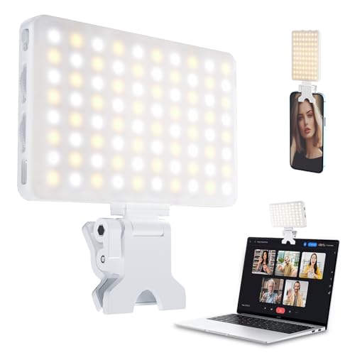 Artman Selfie Licht Handy Licht Aufsatz Videolicht 80 LED Kamera Licht Helligkeitsbereich 0-100% Streaming Licht CRI95+ High Power Fotolicht Eingebauten Akkus für Phone/Laptop/Tablet (Weiß) von A Artman