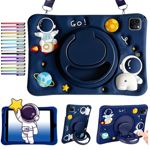 Kinder Hülle Kompatibel mit iPad Pro 11 2024, iPad Pro 11 Zoll M4 5th Generation, iPad Pro 11 Zoll (2022/2021/2020/2018), mit 360° Drehbarem Griff Ständer, Schultergurt von A-BEAUTY