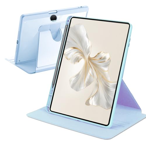 Rotierende Hülle Kompatibel mit Honor Pad 9 12,1 Zoll 2023 mit Stifthalter, Slim Transparente Drehbare Ständer Cover für Honor Pad 9, Himmelblau von A-BEAUTY