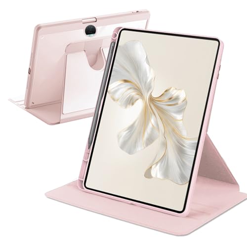 Rotierende Hülle Kompatibel mit Honor Pad 9 12,1 Zoll 2023 mit Stifthalter, Slim Transparente Drehbare Ständer Cover für Honor Pad 9, Rosa von A-BEAUTY