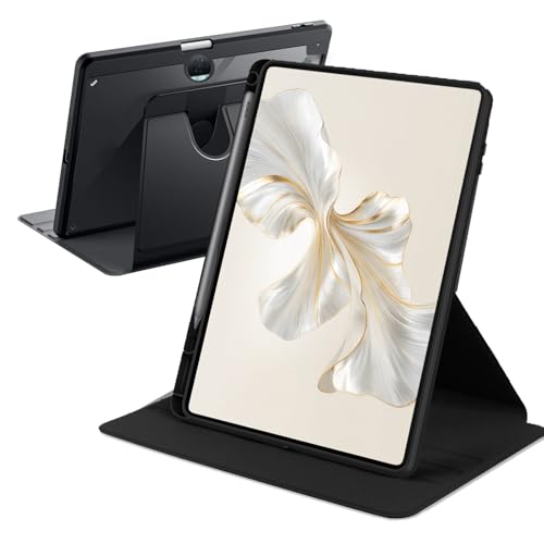 Rotierende Hülle Kompatibel mit Honor Pad 9 12,1 Zoll 2023 mit Stifthalter, Slim Transparente Drehbare Ständer Cover für Honor Pad 9, Schwarz von A-BEAUTY