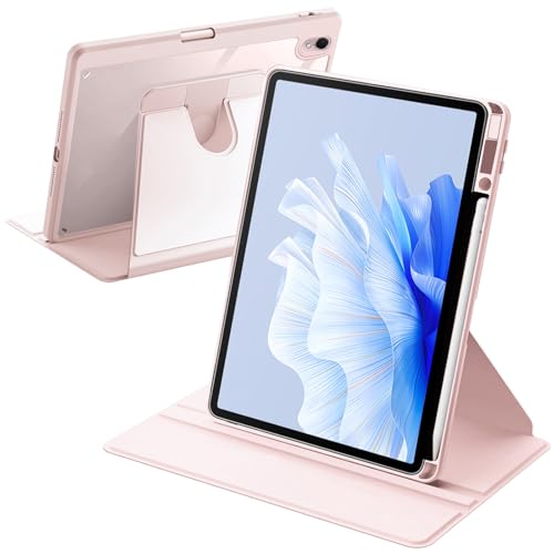 Rotierende Hülle Kompatibel mit Huawei MatePad 11.5 S 2024 mit Stifthalter, 360 Grad Drehbare Schutzhülle Ständer Klare Rückseite, Auto Wachen/Schlafen, Rosa von A-BEAUTY