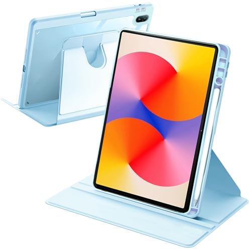 Rotierende Hülle Kompatibel mit Huawei MatePad SE 11 Zoll 2024 mit Stifthalter, 360 Grad Drehbare Schutzhülle Ständer Klare Rückseite, Auto Wachen/Schlafen, Himmelblau von A-BEAUTY
