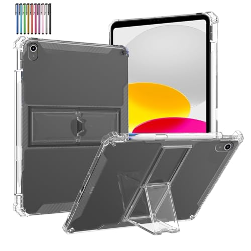 Transparente Hülle Kompatibel mit iPad 10. Generation 2022 10,9 Zoll, iPad 10 Hülle TPU-Stoßfeste Abdeckung, Integrierter Stifthalter Faltbarer Ständer von A-BEAUTY