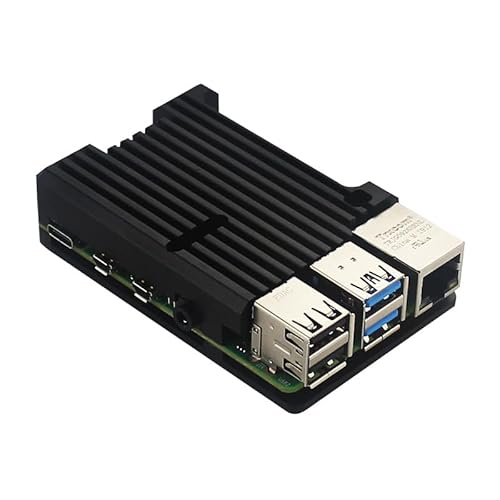 A-DIGISHUO Gehäuse für Raspberry Pi 4. Generation, Raspberry Pi 4. Generation B+, Aluminiumlegierung, 4b Strahlungsgehäuse, Zubehör (4. Generation ohne Lüfter, schwarz) von A-DIGISHUO