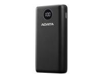 ADATA P20000QCD - Powerbank - 20000 mAh - 74 Wh - 18 Watt - PD 3.0, QC 3.0 - 4 output-stikforbindelser (USB, 24 pin USB-C) - på kabel: USB-C - sort von A-Data Technology