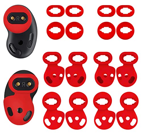 [8 Paar] Galaxy Buds Live Ear Tips Flügelspitzen, rutschfeste, rutschfeste Sound-auslaufsichere Silikon-Ohrhörer-Ersatzabdeckung, Zubehör, kompatibel mit Samsung Galaxy Buds Live Rot S/L von A-Focus
