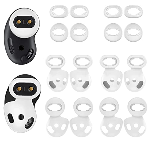 [8 Paar] Galaxy Buds Live Ear Tips Flügelspitzen, rutschfeste, rutschfeste Sound-auslaufsichere Silikon-Ohrhörer-Ersatzabdeckung, Zubehör, kompatibel mit Samsung Galaxy Buds Live Weiß S/L von A-Focus