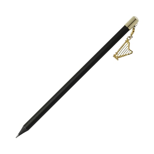 A Gift Republic Bleistift schwarz mit goldenem Charm-Anhänger Harfe - Geschenk für Musiker von A Gift Republic