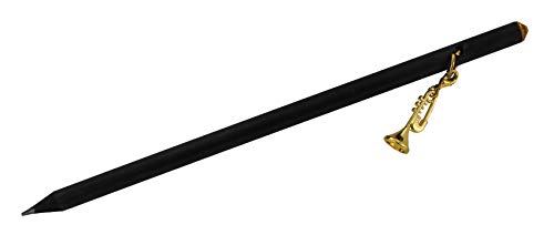 Bleistift schwarz mit goldenem Charm-Anhänger Trompete - Geschenk für Musiker von A Gift Republic