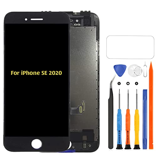 A-MIND LCD-Display kompatibel mit iPhone SE 2020 Bildschirm Ersatz Touchscreen Digitizer Kit für A2275, A2298, A2296 Vollständiges Montage-Reparatur-Set (schwarz) von A-MIND