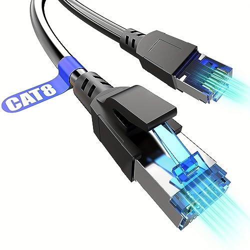 A-Maker Cat 8 Ethernet-Kabel, 40 Gbit/s ultraschnelles Internetkabel, vergoldeter RJ45-Stecker, LAN-Kabel & Netzwerkkabel für Modem/Router/Gaming/Workstation/Zuhause/Büro von A-Maker