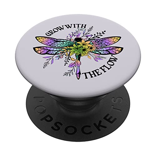 Wachsen Sie mit der positiven Botschaft von Flow Floral Dragonfly PopSockets mit austauschbarem PopGrip von A Ray of Sunshine