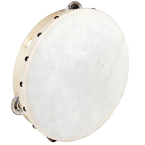 A-Star 10 Zoll/25 cm handgeführtes hölzernes Tamburin, traditionelle Einzelmetall-Glockenreihe – natürlicher Kopf von A-Star