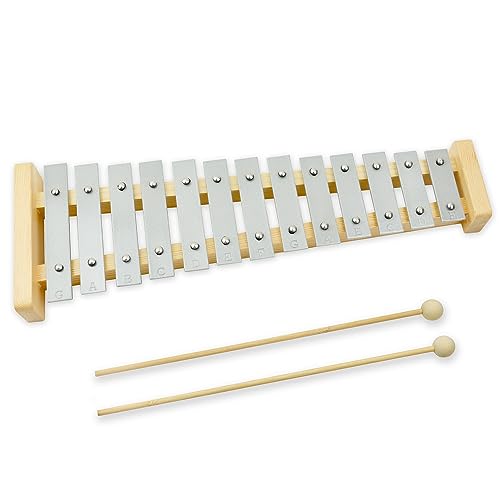 A-Star 13-Noten-Sopran-Glockenspiel-Xylophon mit silbernen Tasten und zwei Holzschlägeln – diatonisch, 2 Oktaven G5 bis E6 von A-Star