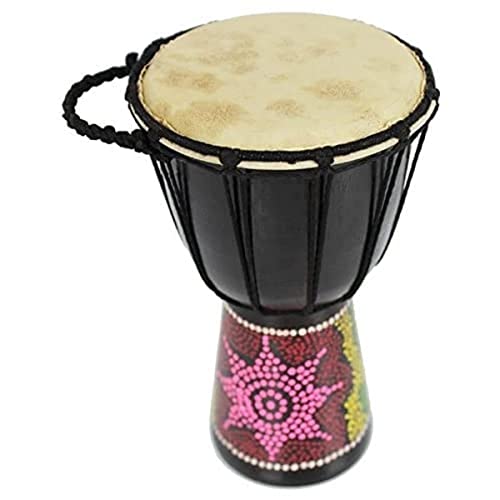 A-Star 5 Zoll bemalte bunte afrikanische Djembe-Trommel – authentisch handgefertigt, Seil gestimmt, Fell aus Naturfell – 25 cm Höhe, 13 cm Durchmesser von A-Star