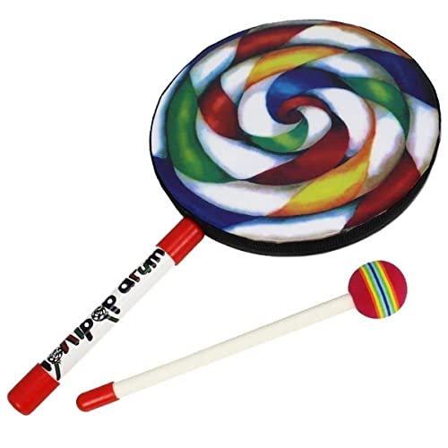 A-Star 8-Zoll-Lollipop-Handtrommel mit weichem Kunststoff-Schläger – 20 cm Regenbogentrommel von A-Star